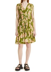 Rebecca Taylor Floral Sleeveless Mesh Dress in Wild Peony Green Com at Nordstrom