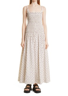 Rebecca Taylor Floral Smocked Bodice Cotton Sundress in Suzanne Fleur Snow at Nordstrom Rack
