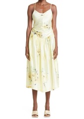Rebecca Taylor Floral Strappy Open Back Silk Dress in Lemonade Combo at Nordstrom