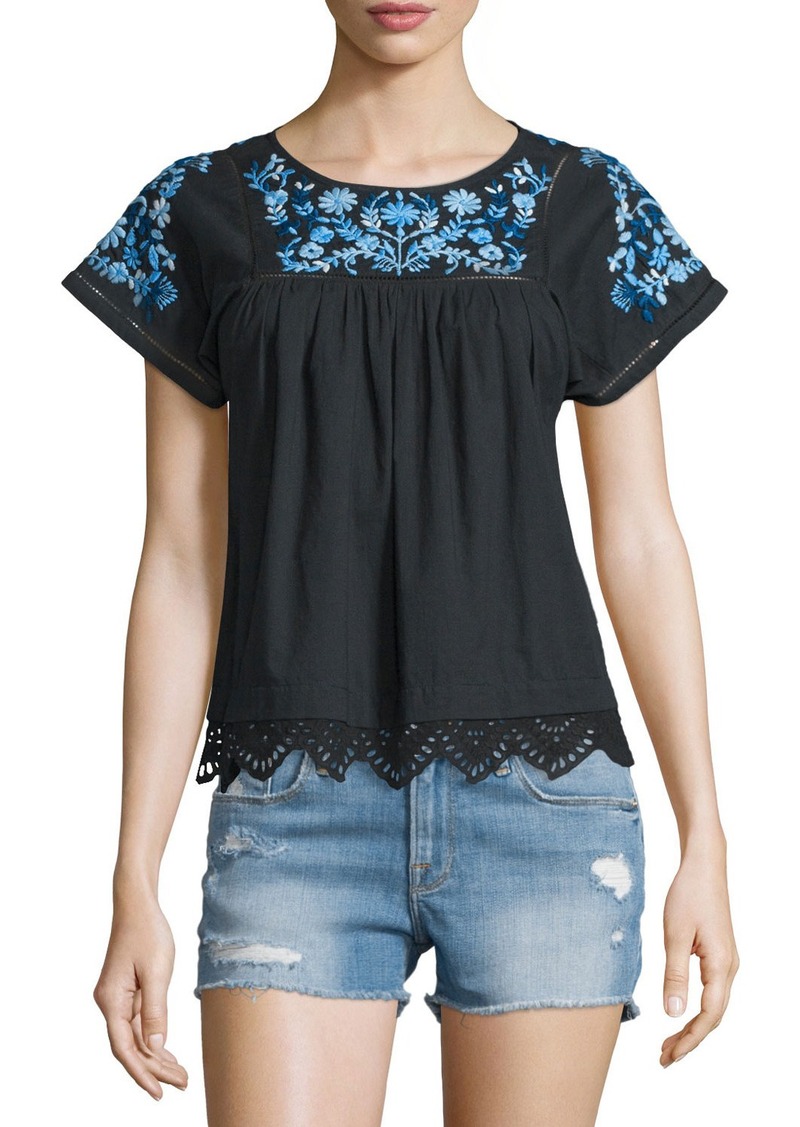 Rebecca Taylor Garden Floral-Embroidered Top