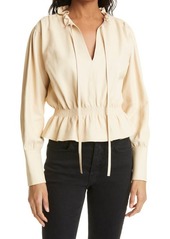 Rebecca Taylor Glove Leather Blouse in Straw at Nordstrom