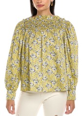 Rebecca Taylor Intaglio Rose Smocked Blouse