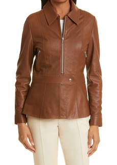 Rebecca Taylor Leather Jacket in Rider Brown at Nordstrom