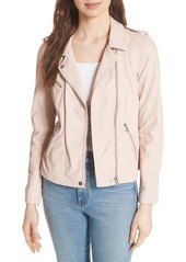 Rebecca Taylor Leather Moto Jacket in Nude at Nordstrom