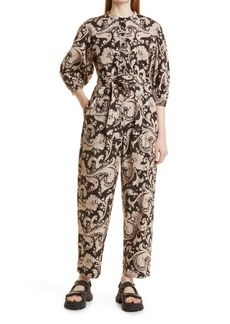 Rebecca Taylor Paisley Cotton Jumpsuit in Scroll Paisley Espresso at Nordstrom
