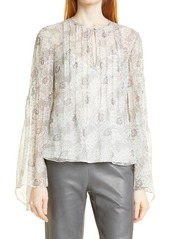 Rebecca Taylor Pintuck Silk Blouse in Ivory Combo at Nordstrom
