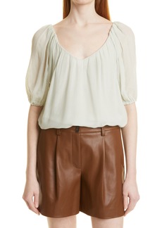 Rebecca Taylor Puff Sleeve Top in Aloe at Nordstrom