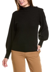 Rebecca Taylor Rib Mock Neck Wool & Cashmere-Blend Sweater