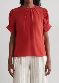 Rebecca Taylor Short Sleeve Silk Crêpe de Chine Blouse in Red Clay at Nordstrom Rack