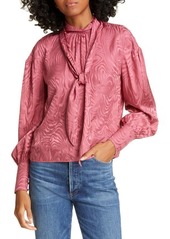Rebecca Taylor Swirl Jacquard Blouse in Hibiscus at Nordstrom