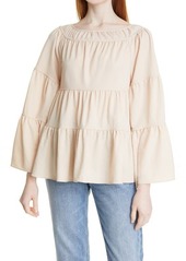 Rebecca Taylor Tiered Piqué Top in Marzipan at Nordstrom