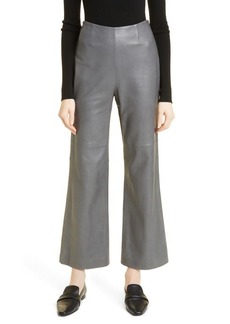 Rebecca Taylor Wide Leg Leather Pants in Charcoal at Nordstrom