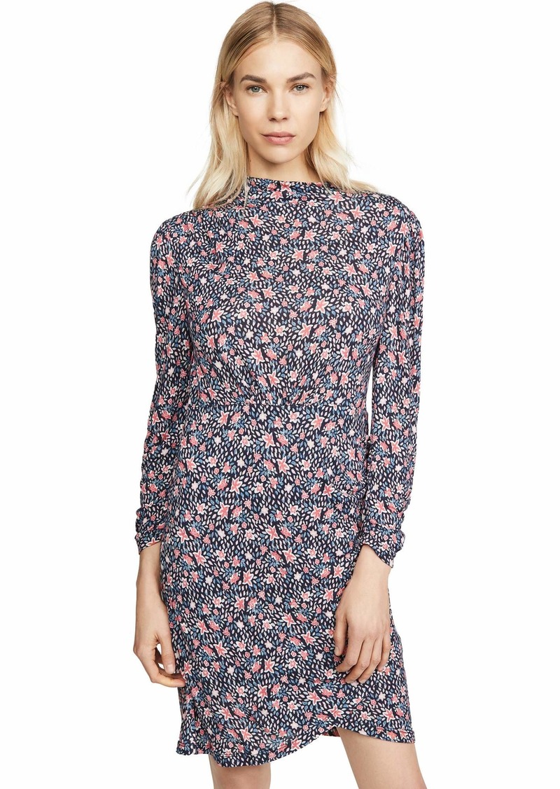 Rebecca Taylor Women Long Sleeve Floral Print Short Dress with Adjustable Tie Waist  M