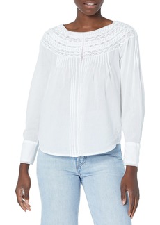 Rebecca Taylor Women's Long Sleeve Cotton Blouse with LACE  Extra Large