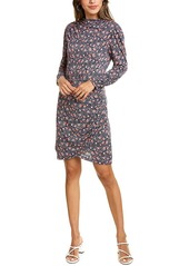Rebecca Taylor Women Long Sleeve Floral Print Short Dress with Adjustable Tie Waist  M
