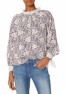 Rebecca Taylor Women's Long Sleeve Floral Silk Blouse with Buttons