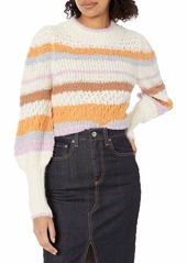 Rebecca Taylor Women's Long Sleeve Fluffy Stripe Pullover Sweater