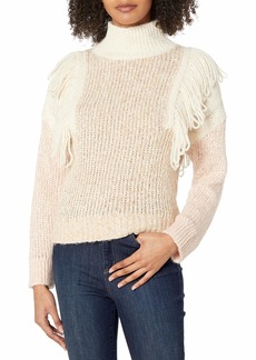 Rebecca Taylor Women's Long Sleeve Fringe Pullover Sweater  M