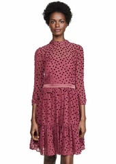 Rebecca Taylor Women's Long Sleeve Velvet Polka Dot Mini Dress