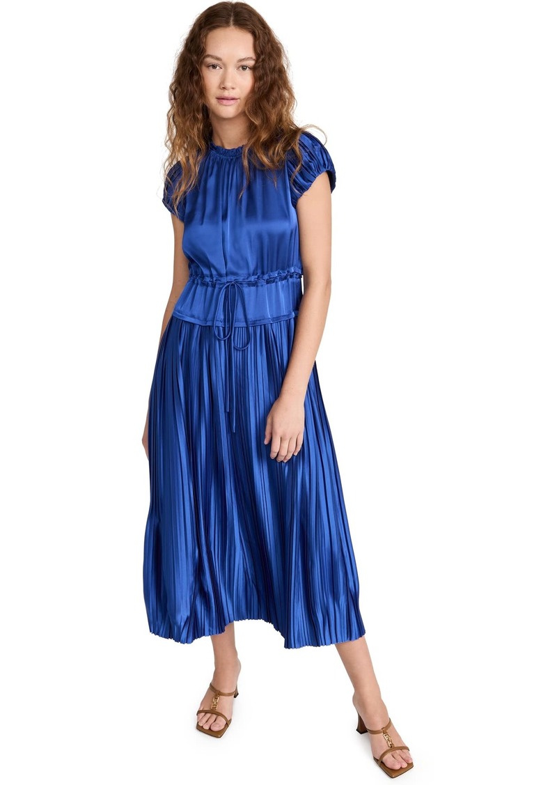 Rebecca Taylor Women's Pleated Sleeve Dress  Blue XL
