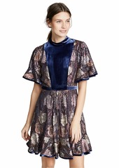 Rebecca Taylor Women's Short Sleeve Clip & Velvet Dress