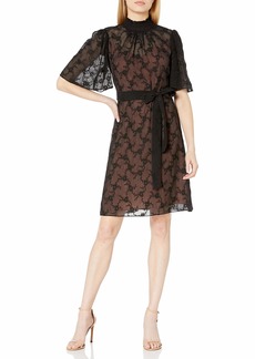 Rebecca Taylor Women's Short Sleeve Vine Embroidery Dress