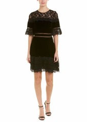 Rebecca Taylor Women's Shortsleeve Velvet & Lace Dress