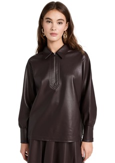Rebecca Taylor Women's Vegan Leather Pullover  Purple Brown XS