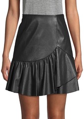 Rebecca Taylor Ruffle Faux Leather Skirt