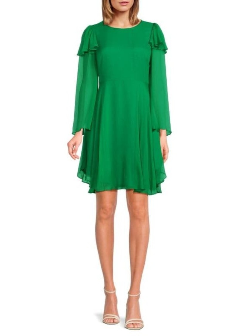 Rebecca Taylor Ruffle Silk Mini A Line Dress