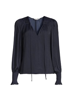 Rebecca Taylor Sateen Tie-Front Blouse