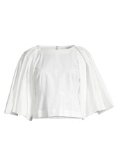 Rebecca Taylor Silk-Blend Cropped Wide-Sleeve Blouse