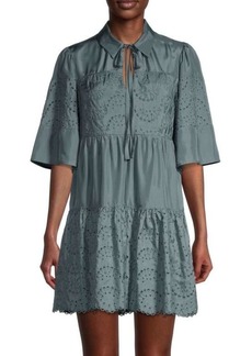 Rebecca Taylor Silk Eyelet Mini Dress