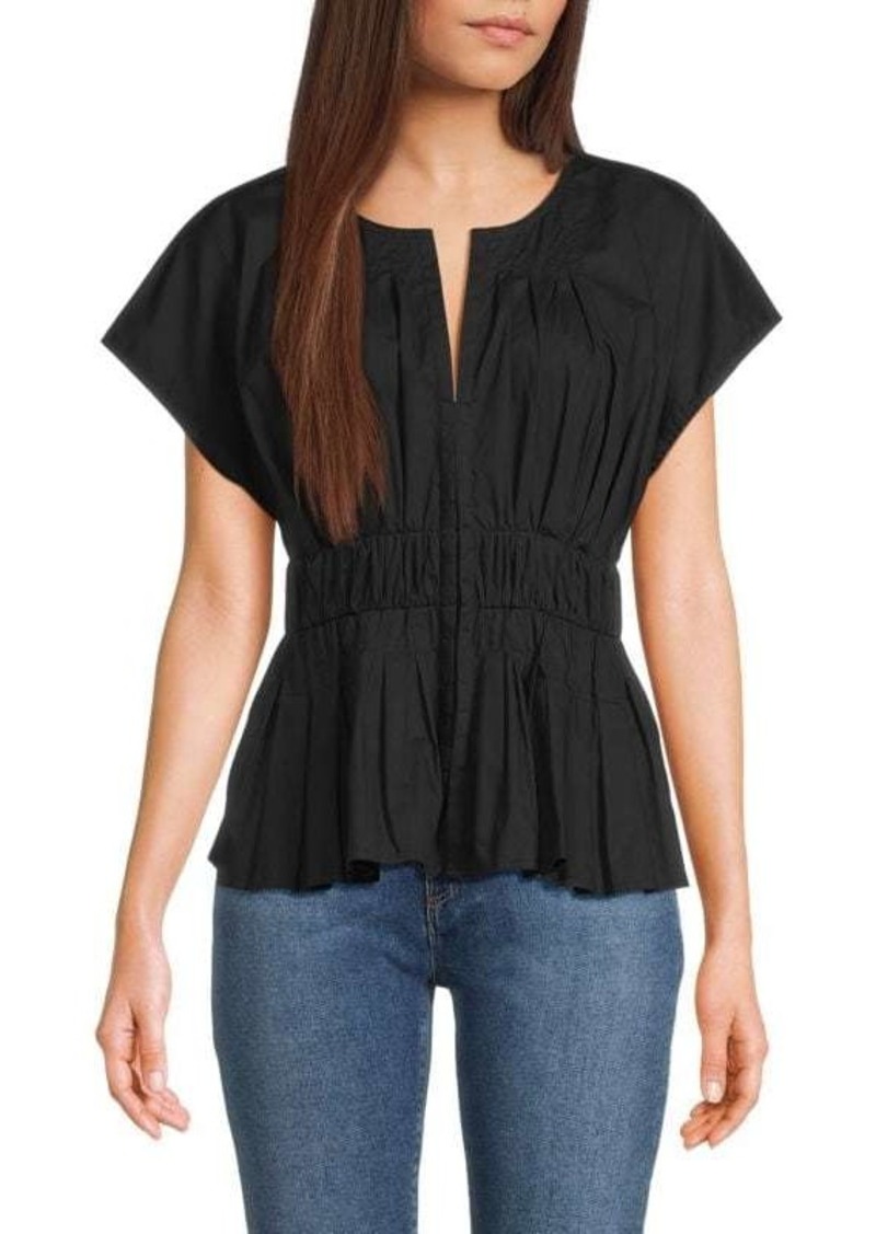 Rebecca Taylor Splitneck Smocked Top