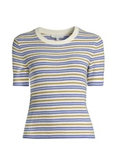 Rebecca Taylor Striped Boucle Short-Sleeve Top