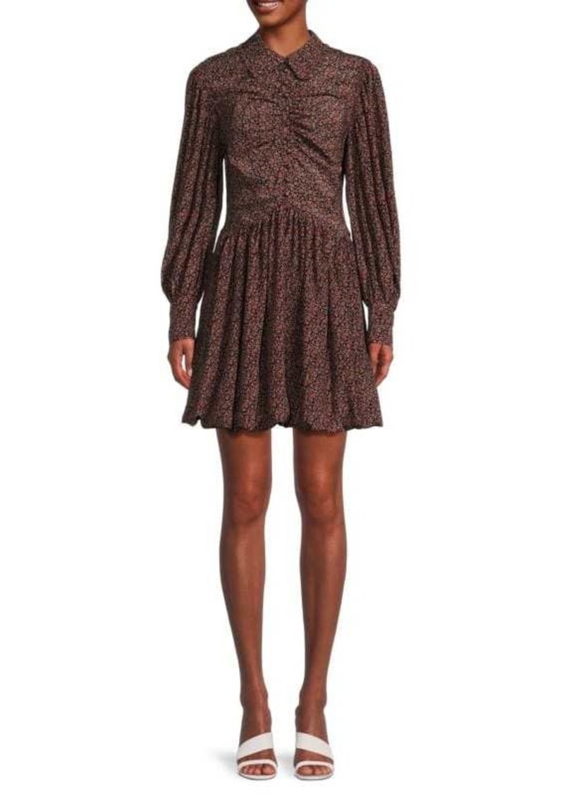 Rebecca Taylor Whisper Print Silk Mini Shirtdress