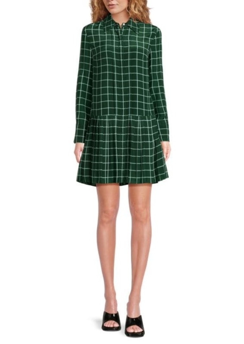 Rebecca Taylor Windowpane Silk Mini Shirtdress