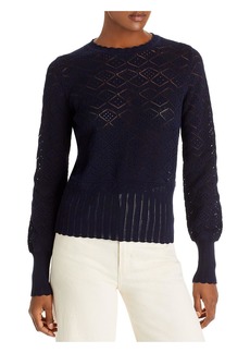 Rebecca Taylor Womens Pointelle Crew Neck Pullover Sweater