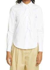 Women's Rebecca Taylor Compact Twill Tie Front Button-Up Shirt