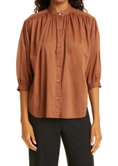 Rebecca Taylor Cotton Voile Peasant Blouse in Pecan at Nordstrom