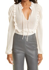 Rebecca Taylor Crochet Stitch Wool Blend Sweater in Nude at Nordstrom