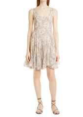 Rebecca Taylor Floral Godet Cotton & Silk Tank Dress in Parfait Combo at Nordstrom