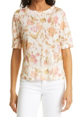 Rebecca Taylor Gloria Fleur Floral Linen T-Shirt