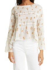 Rebecca Taylor Ines Floral Smocked Blouse in Ivory Combo at Nordstrom