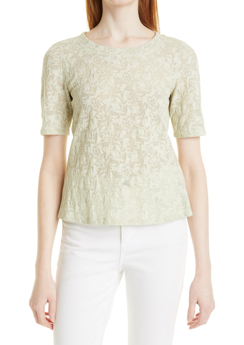 Rebecca Taylor Jacquard Texture T-Shirt in Sage at Nordstrom