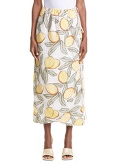Rebecca Taylor Lemon Print Tulip Wrap Skirt in Marzipan Combo at Nordstrom