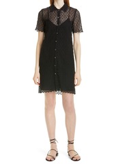 Rebecca Taylor Pina Embroidered Short Sleeve Shirtdress in Black at Nordstrom