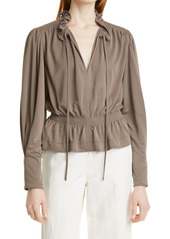 Rebecca Taylor Ruffle Tunic Blouse in Taupe at Nordstrom