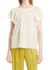 Rebecca Taylor Smocked Neck Silk Blouse in New Ivory at Nordstrom