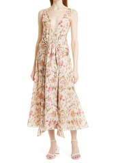 Rebecca Taylor Tie Front Maxi Dress in Marmalade Combo at Nordstrom